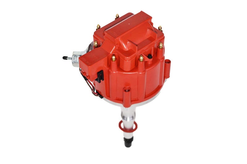 A-Team Performance - HEI Complete Distributor 65K Coil - Compatible with SBC/BBC Chevy AMC Jeep V8 304 360 390 401 One Wire Installation Red Cap - Image 1