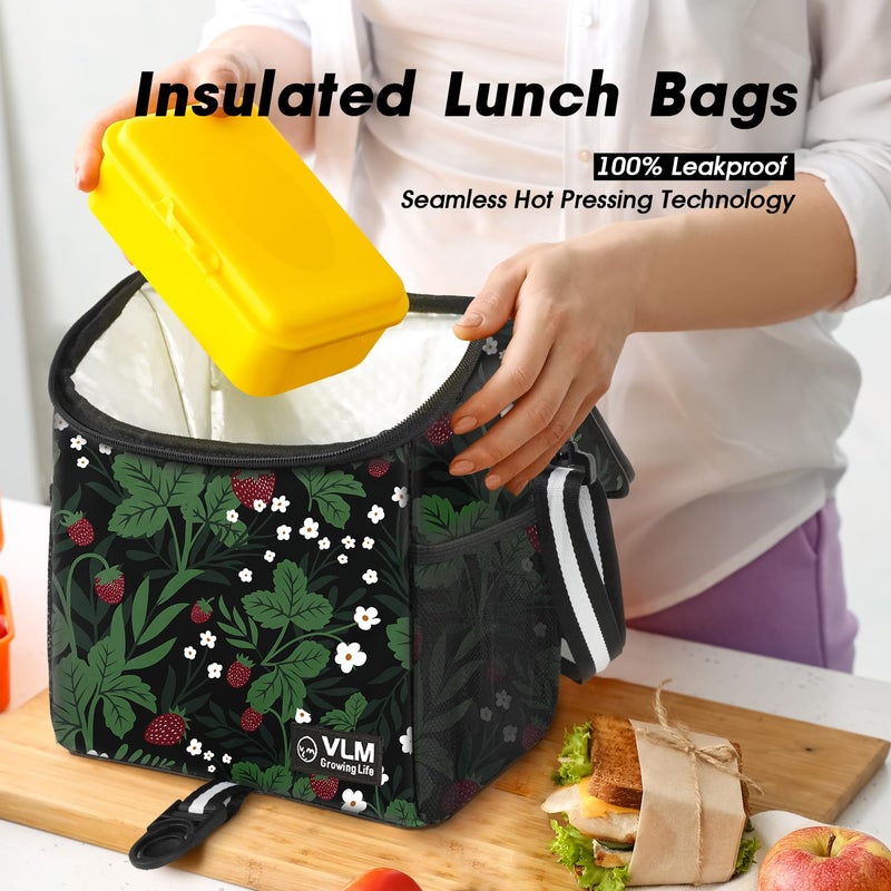 VLM Lunch Box for Women, Insulated Lunch Bag Women with Adjustable Shoulder Strap, Cute Lunch Tote Bag for Work,Picnic,Camping - Image 3