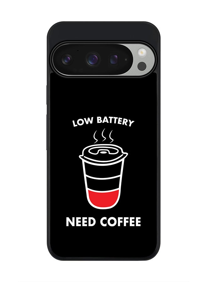 Stylizedd For Google Pixel 9 Pro Case,Slim fit Camera Protection, Shockproof Thin Phone cover - Low battery need coffee - Image 1