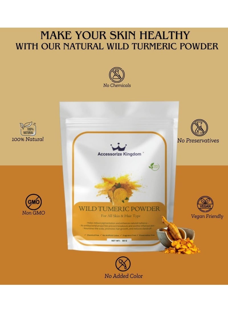 Accessories 22 Wild Turmeric Powder (50gm) â€“ 100% Natural & Pure | Suitable for Skin & Hair | Reduces Pigmentation, Enhances Skin Glow & Treats Acne | Strengthens Hair, Promotes Growth & Soothes Scalp - Image 2