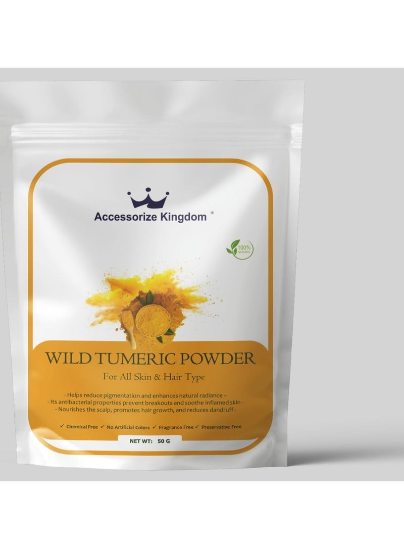 Accessories 22 Wild Turmeric Powder (50gm) â€“ 100% Natural & Pure | Suitable for Skin & Hair | Reduces Pigmentation, Enhances Skin Glow & Treats Acne | Strengthens Hair, Promotes Growth & Soothes Scalp - Image 1