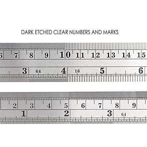 ZZTX Heavy Duty Stainless Steel Ruler Set 12 Inch (30 CM) + 6 Inch (15 CM) Metal Rulers Kit - Perfect Straight Edge for Easy Measurements - Image 2
