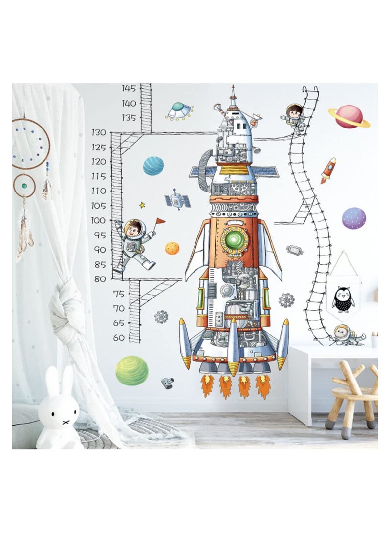 Cartoon Spaceship Astronaut Rocket Height Chart Sticker Growth Measurement Removable Wall Decal Children Kids Baby Home Room Nursery DIY Decorative Art Mural - Image 4