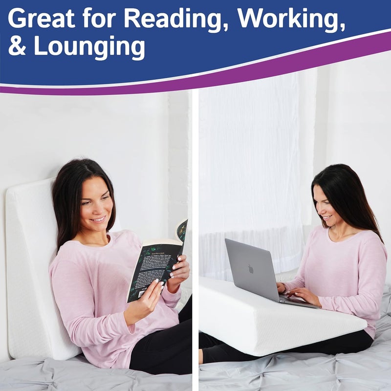 Ebung Bed Wedge Pillow With Memory Foam Top 7.5in - Ideal For Comfortable, Restful Sleeping - Wedge Pillow Neck & Back Pain Relief, Acid Reflux, Snoring, Heartburn, Allergies - Versatile & Washable Cover - Image 4