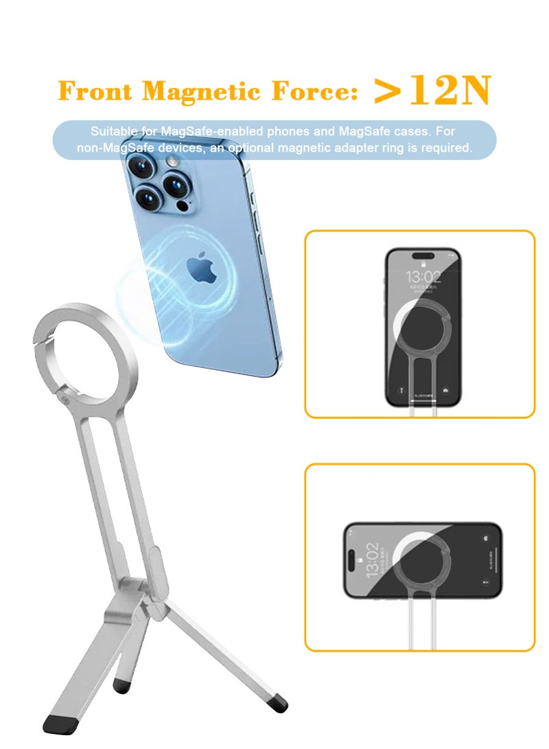 HomarKet Steel Mini Magnetic Phone Tripod Stand with 2 Magnet Rings for Cell phones & Tablets, Magsafe Phone Holder Tripod Mount for Smartphones iPhone 17 16 15 14 13 12 Pro Max Plus Series - Image 3