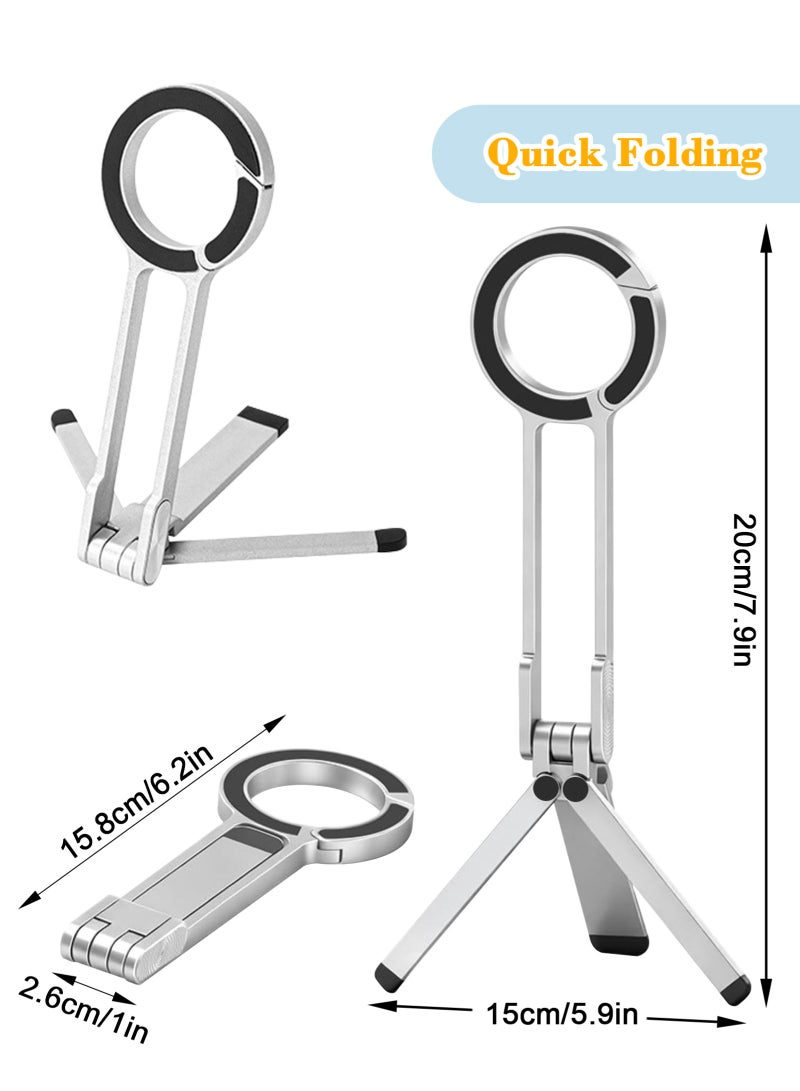 HomarKet Steel Mini Magnetic Phone Tripod Stand with 2 Magnet Rings for Cell phones & Tablets, Magsafe Phone Holder Tripod Mount for Smartphones iPhone 17 16 15 14 13 12 Pro Max Plus Series - Image 2