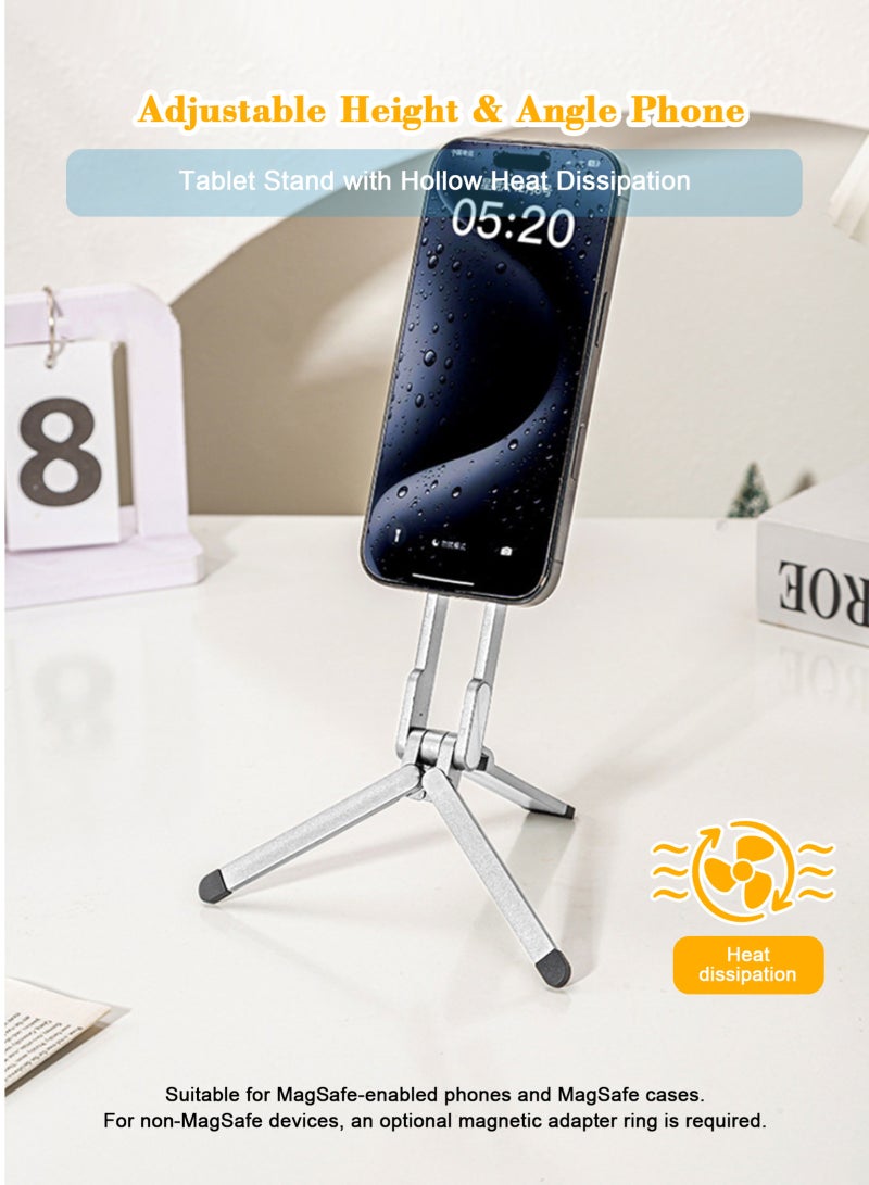 HomarKet Steel Mini Magnetic Phone Tripod Stand with 2 Magnet Rings for Cell phones & Tablets, Magsafe Phone Holder Tripod Mount for Smartphones iPhone 17 16 15 14 13 12 Pro Max Plus Series - Image 5