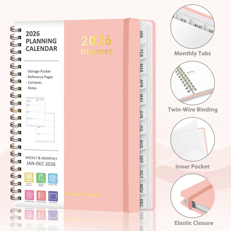 VALOME 2026 Planner, Weekly and Monthly Calendar Academic Planner, Jan 2026 - Dec 2026, Planning Agenda Book for Desk Accessories and School Supplies - A5 (6.3'' x 8.5'') - Image 4