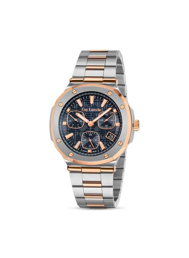 Guy Laroche Charlie 45.5mm Men's Multifunction Swiss Watch with Two-tone Stainless Steel Bracelet