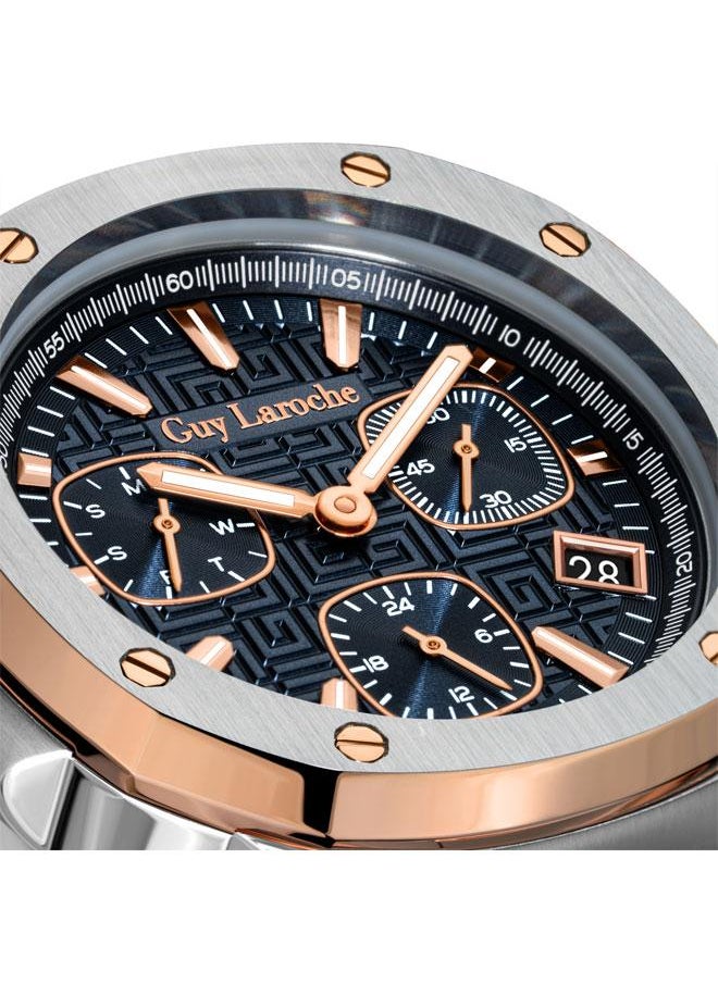 Guy Laroche Charlie 45.5mm Men's Multifunction Swiss Watch with Two-tone Stainless Steel Bracelet  - Image 4