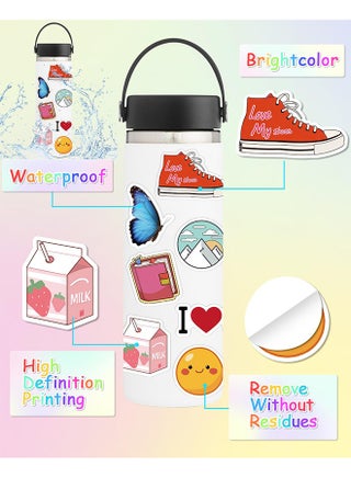 100 Pcs Sticker for Water Bottles, Cute Vinyl Waterproof Vsco Laptop Stickers for School Students Gifts for Kids Teens Girls - view 5