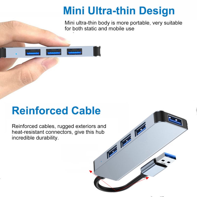 2013U 4-in-1 USB Hub Splitter Multi-port USB 3.0 Adapter with USB3.0*1+USB2.0*3 Portable USB Extension for Laptop Computer USB Peripherals - Image 3