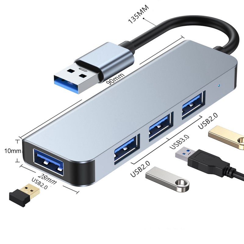 2013U 4-in-1 USB Hub Splitter Multi-port USB 3.0 Adapter with USB3.0*1+USB2.0*3 Portable USB Extension for Laptop Computer USB Peripherals - Image 4
