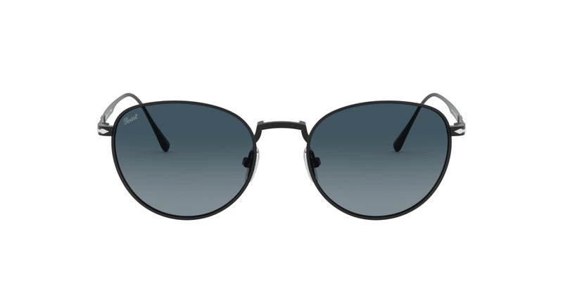 Persol PO5002ST Round Sunglasses, Matte Black/Azure Gradient Blue, 51 mm - Image 1