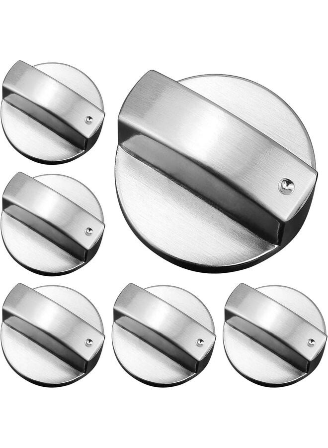 مقبض موقد غاز، 6 قطع من مقبض التحكم في الموقد المصنوع من الفولاذ المقاوم للصدأ، مفتاح موقد النطاق المصنوع من الزنك بديل لمعظم المواقد الحديثة - Image 1