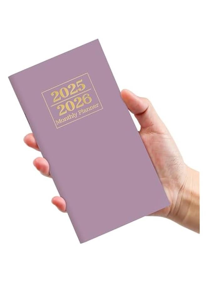 Arabest Pocket Calendar 2025-2026 for Purse, Two Year Monthly Planner Pocket Size, Jan 2025 to Dec 2026, Monthly Planner Small Size (6.5 x 3.5)-Purple  - Image 1