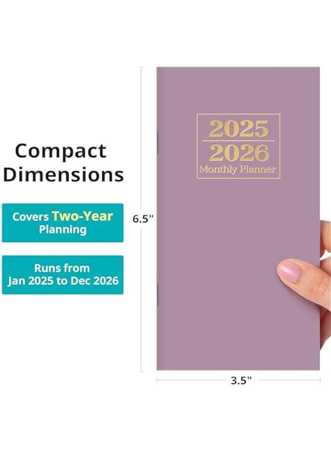 Arabest Pocket Calendar 2025-2026 for Purse, Two Year Monthly Planner Pocket Size, Jan 2025 to Dec 2026, Monthly Planner Small Size (6.5 x 3.5)-Purple  - Image 3