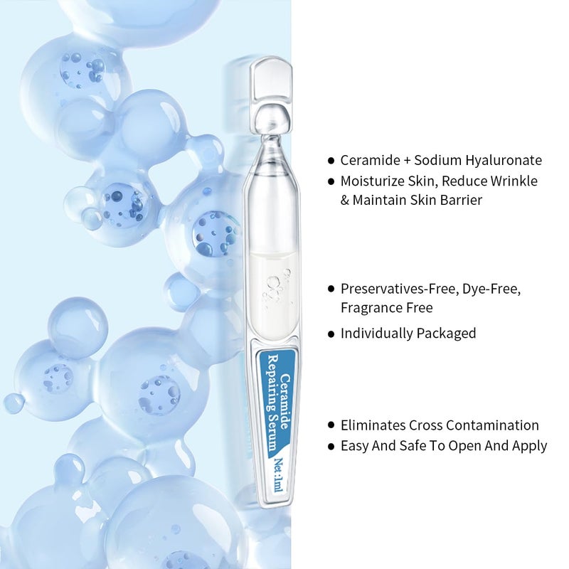 BACHERI Ceramide Ampoule Serum with Hyaluronic Acid, Peptide, Hydrating & Anti Aging, Skin Barrier Repair Face Serum for Dry and Sensitive Skin, 30 Pcs/Box - Image 2