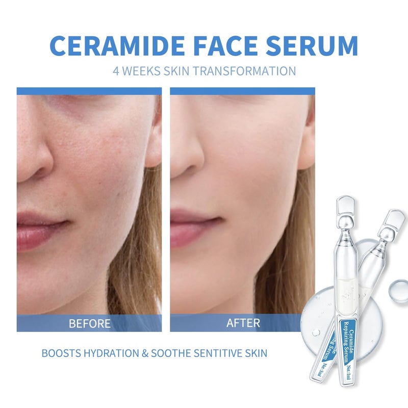 BACHERI Ceramide Ampoule Serum with Hyaluronic Acid, Peptide, Hydrating & Anti Aging, Skin Barrier Repair Face Serum for Dry and Sensitive Skin, 30 Pcs/Box - Image 3