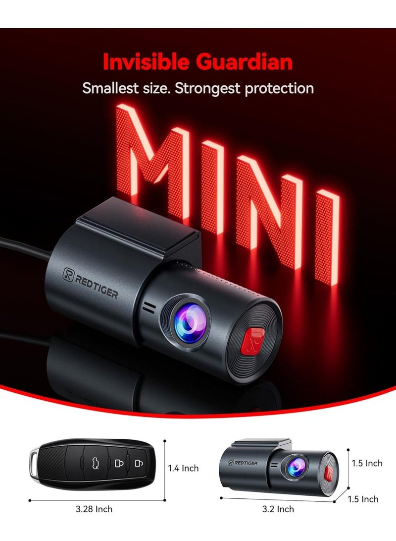 REDTIGER 4K Dash Cam, Mini Front Dash Camera with WiFi, Night Vision Anti-theft Car Camera, 24H Parking Mode, Loop Recording, WDR, Two-step Easy Installation, Included 32GB Card, Support up to 256GB - Image 3
