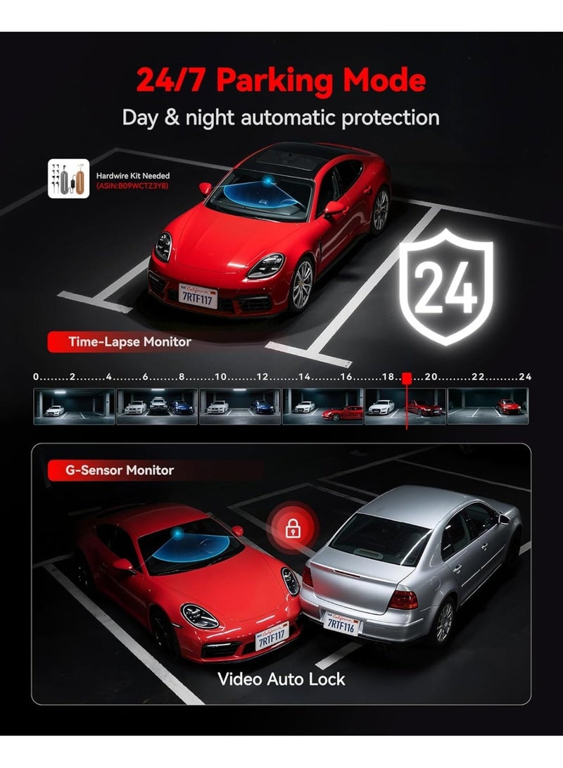 REDTIGER 4K Dash Cam, Mini Front Dash Camera with WiFi, Night Vision Anti-theft Car Camera, 24H Parking Mode, Loop Recording, WDR, Two-step Easy Installation, Included 32GB Card, Support up to 256GB - Image 2