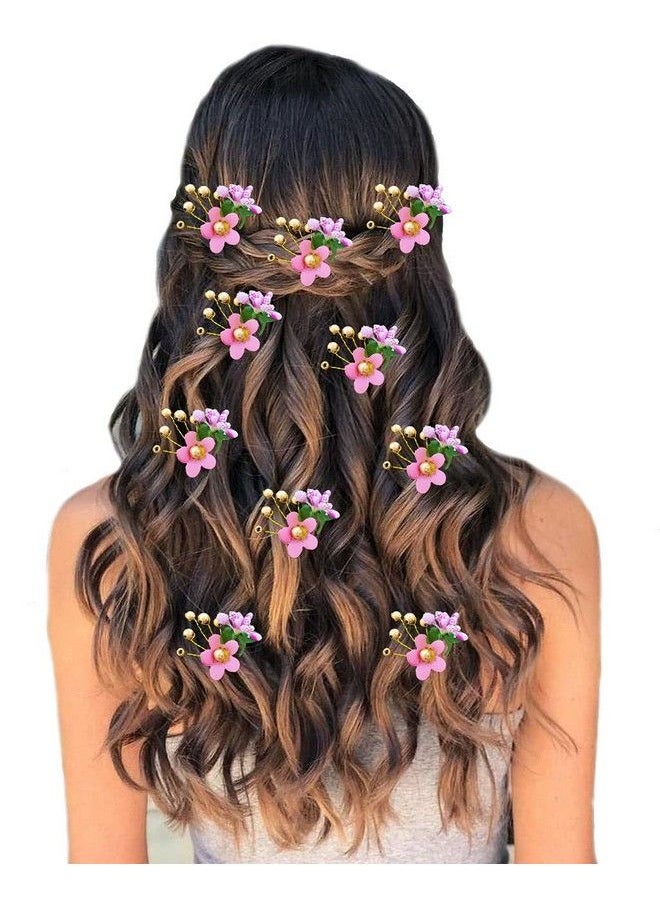Hair Flare Hair Flare Women's Latest Trendy Floral Design Bridal Hair Clip Set/Hair Accessories/Hairpin/Judapin/Judabun/Combclip/Sidepin Combo Set - 2205/2206, Baby Pink  - Image 5