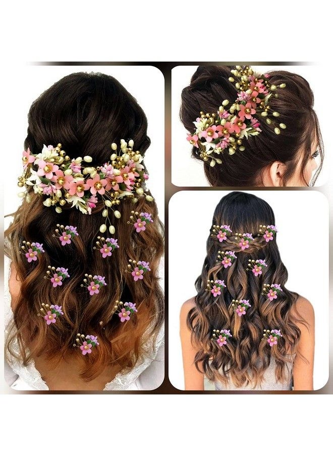 Hair Flare Hair Flare Women's Latest Trendy Floral Design Bridal Hair Clip Set/Hair Accessories/Hairpin/Judapin/Judabun/Combclip/Sidepin Combo Set - 2205/2206, Baby Pink  - Image 4