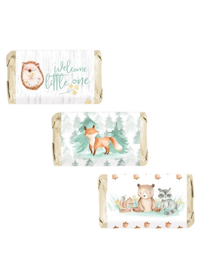 DISTINCTIVS Woodland Baby Shower Mini Candy Bar Wrappers Watercolor Creatures 45 Stickers - Image 2