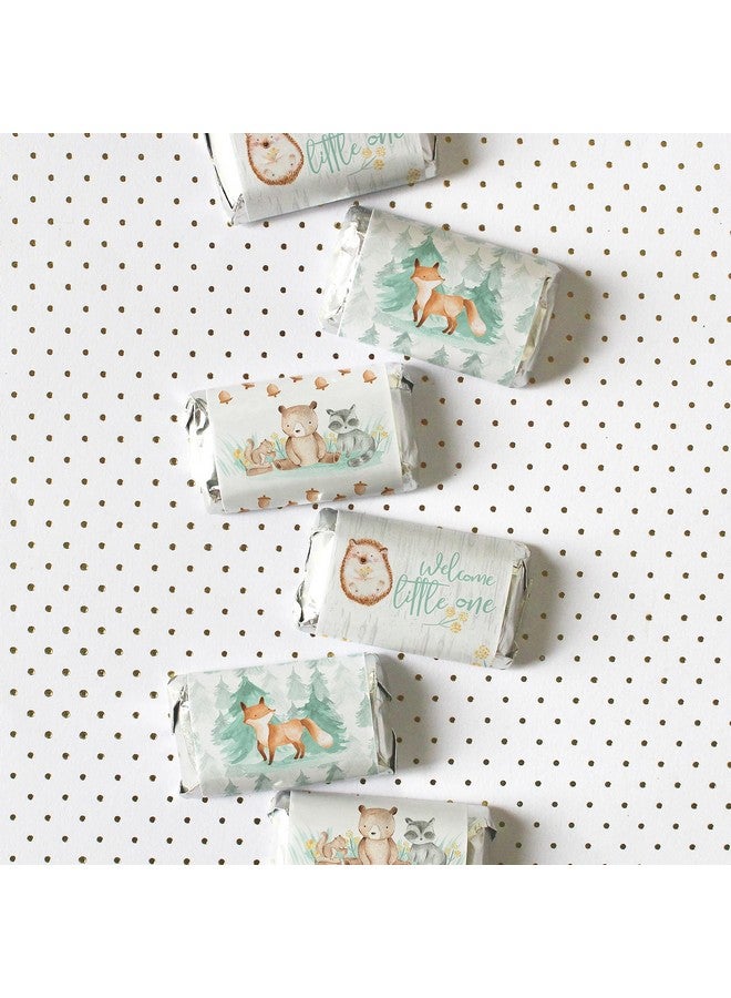 DISTINCTIVS Woodland Baby Shower Mini Candy Bar Wrappers Watercolor Creatures 45 Stickers - Image 3