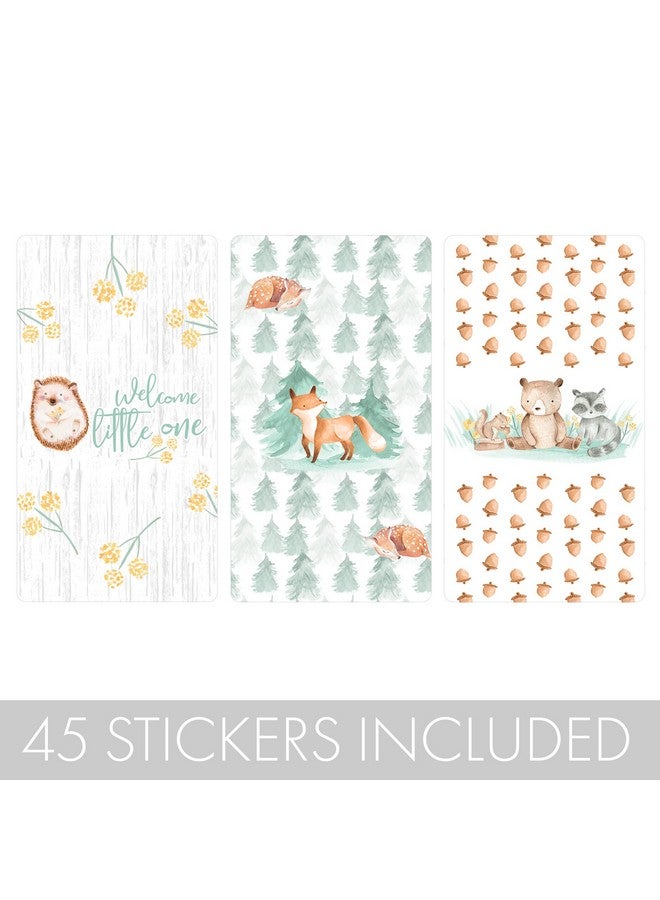 DISTINCTIVS Woodland Baby Shower Mini Candy Bar Wrappers Watercolor Creatures 45 Stickers - Image 4