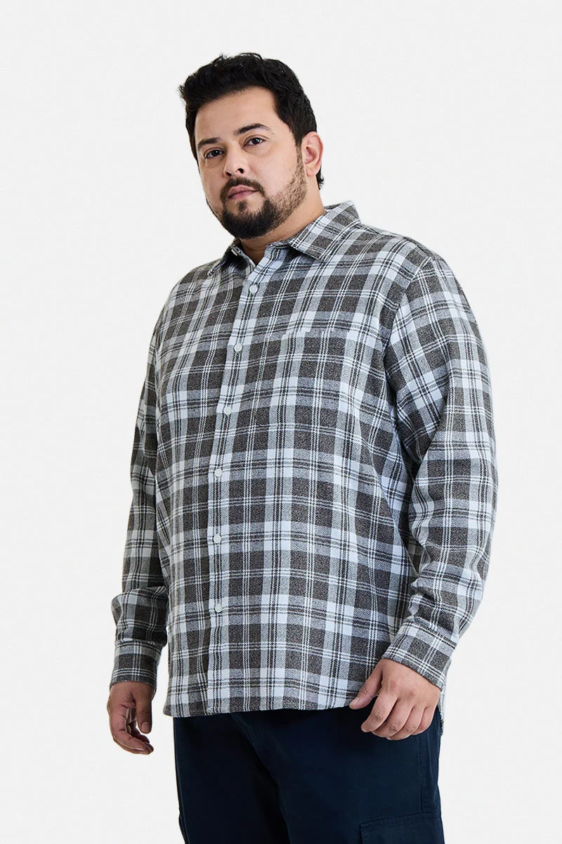 SNITCH Brown Brown Checkered Long Sleeve Regular Fit Plus Size Shirt for Men | Best Price UAE