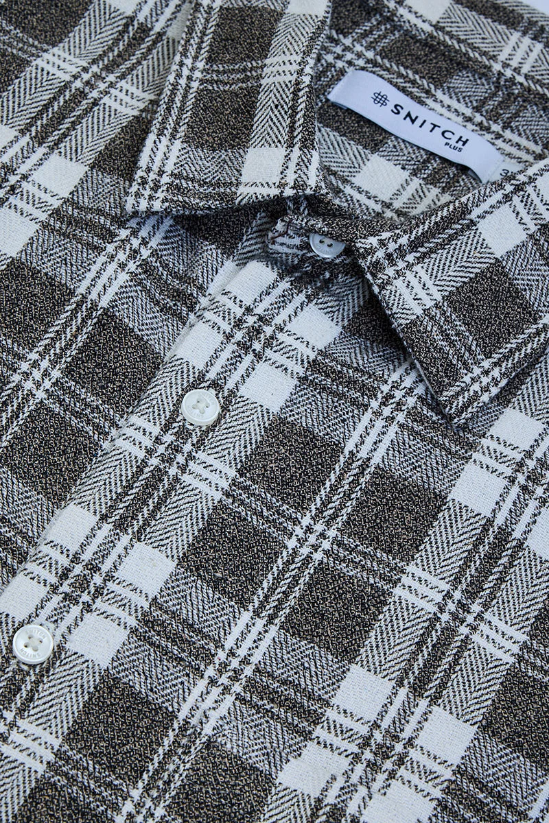 SNITCH Brown Brown Checkered Long Sleeve Regular Fit Plus Size Shirt for Men | Best Price UAE
