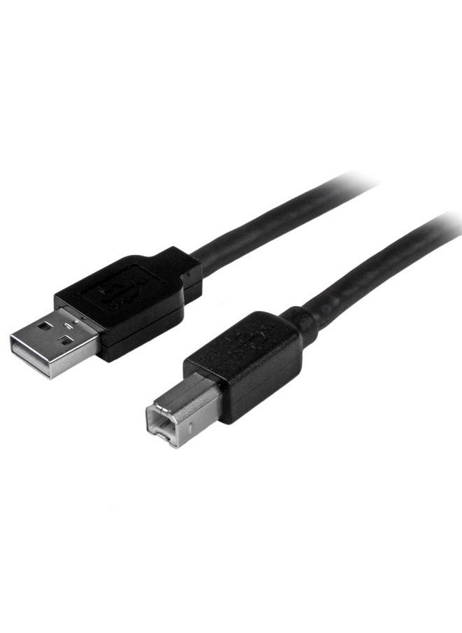 Startech.com - 15m / 50 ft Active USB 2.0 A to B Cable - Long 15 m USB Cable - 50 ft USB Printer Cable - 1x USB A (M), 1x USB B (M) - Black (USB2HAB50AC) - Image 1