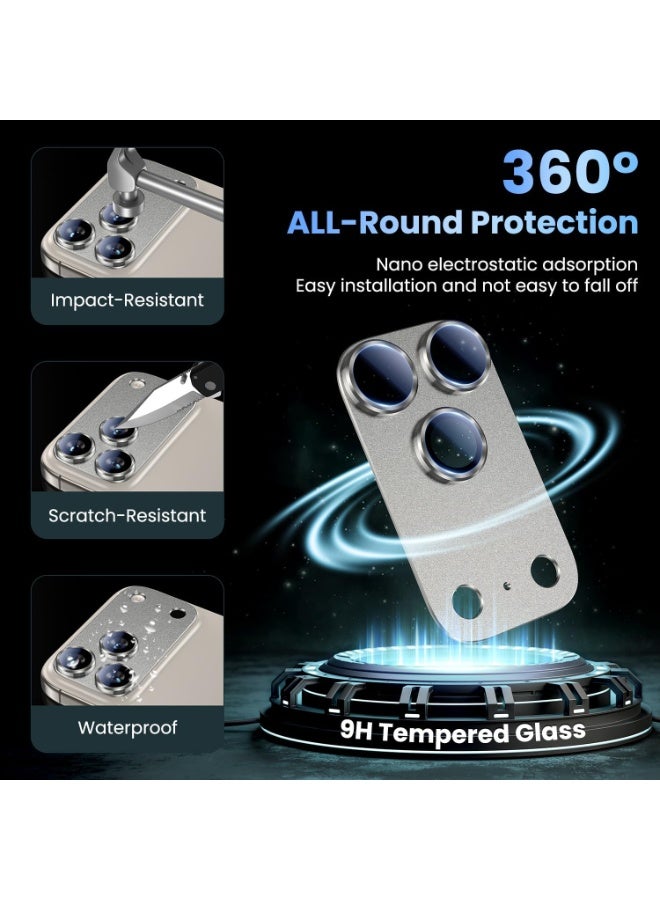 QIRG For iPhone 17 Pro Max Camera Lens Protector [Drop Protection] [Full Coverage] [3D Metal] [Case Friendly] Tempered Glass Camera Cover — Grey Titanium - Image 2