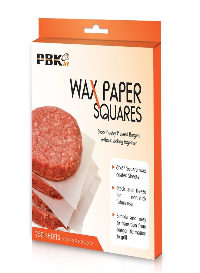 PBKay Hamburger Patty Paper Sheets, Wax Paper Squares 250 pcs 6" x 6" Non-Stick - Image 1