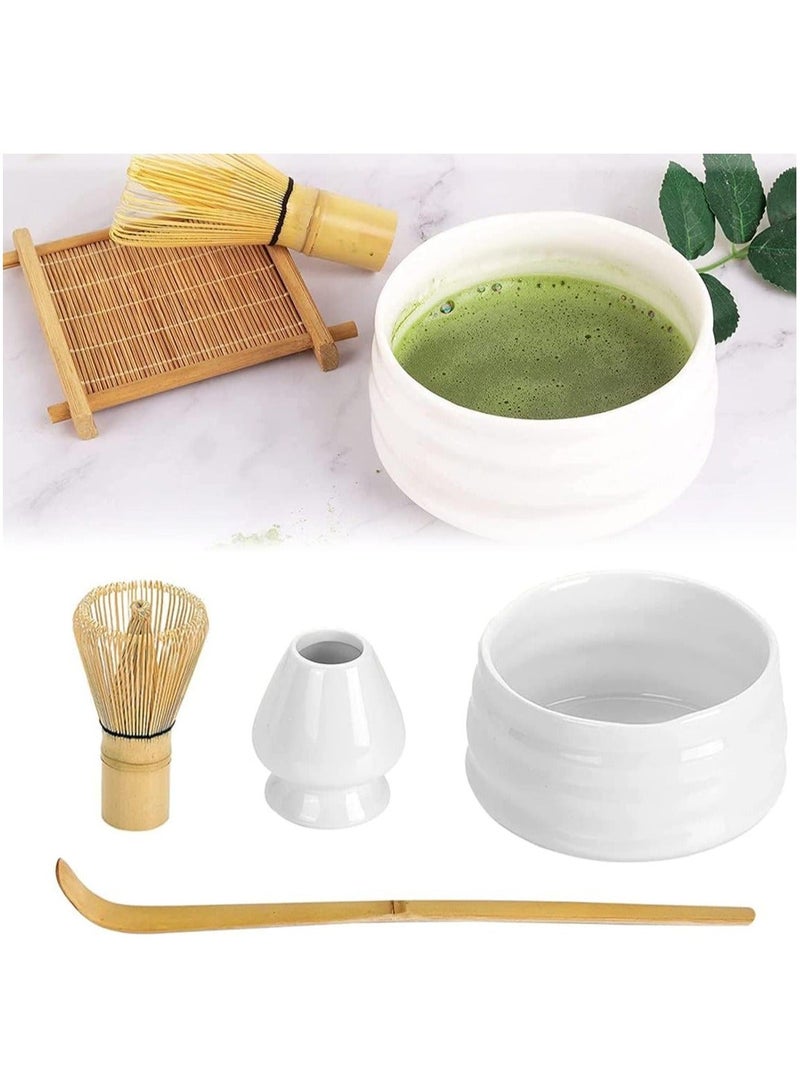 HOMESTAR 4-Piece Japanese Style Traditional Handmade Matcha Tea Whisk and Glass Bowl Tool Gift Kit - Image 1