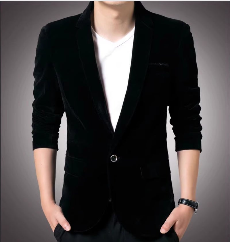 Export Men'S Korean Style Small Suit Casual Suit Youth Slim Gold Velvet Single Suit Jacket - Image 1