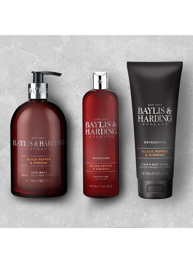 Baylis & Harding Liquid Hand Soap Wash with Dispenser, Black Pepper & Ginseng for Men, 16.9oz/500ml - Image 4