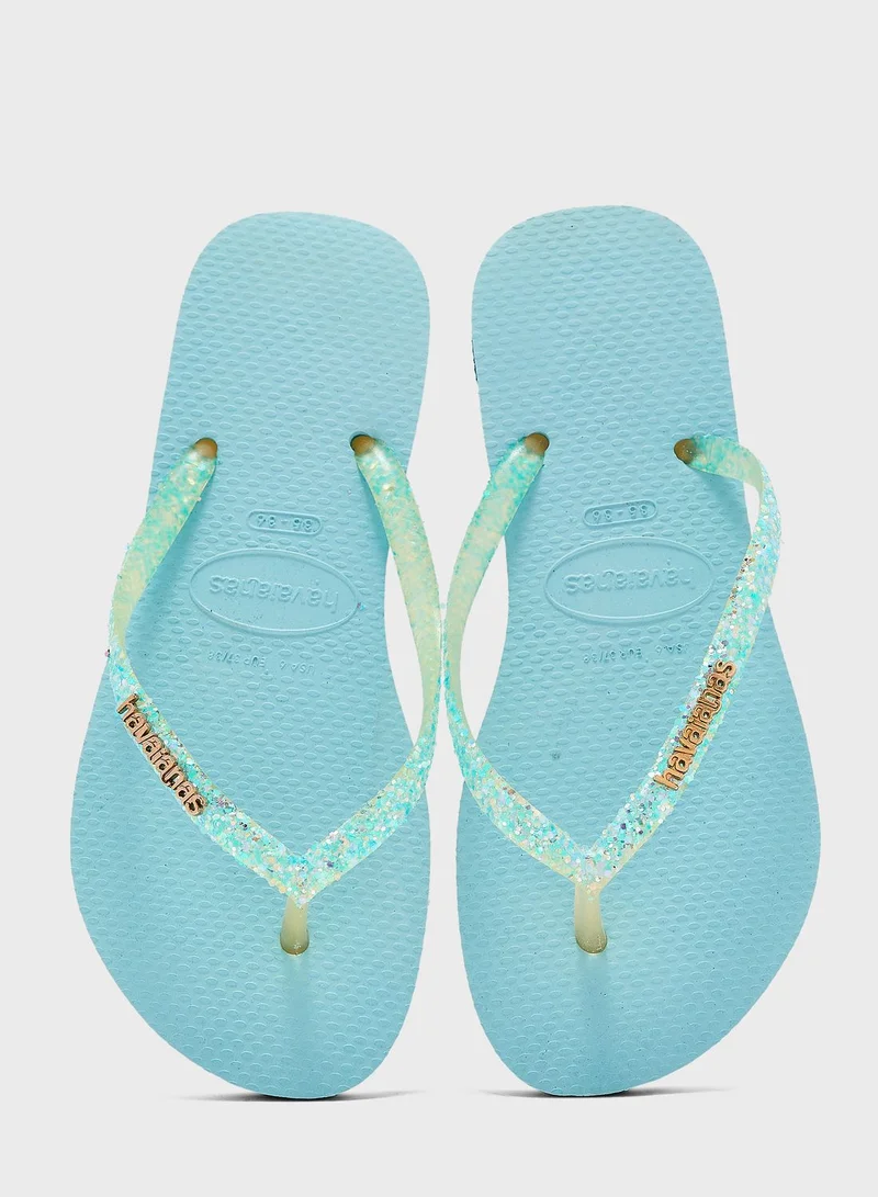 havaianas Slim Glitter Flourish Flip Flops
