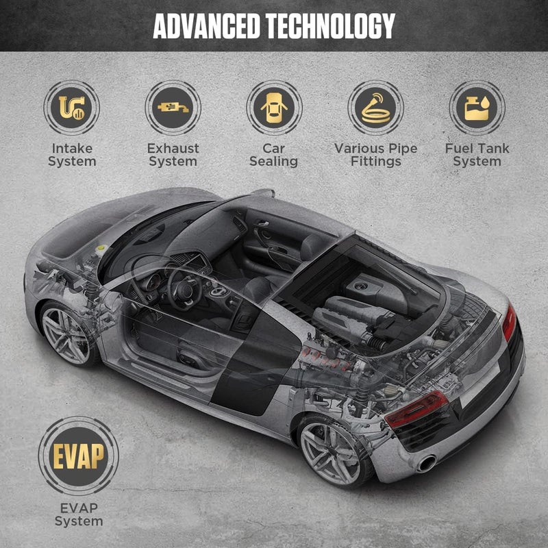 Autool جهاز كشف تسرب الدخان للسيارات - جهاز اختبار تشخيص الدخان بالفراغ - كاشف تسرب الوقود في الأنابيب متوافق مع سيارات 12V والشاحنات والدراجات النارية وATV والقوارب والدراجات الثلجية - Image 5
