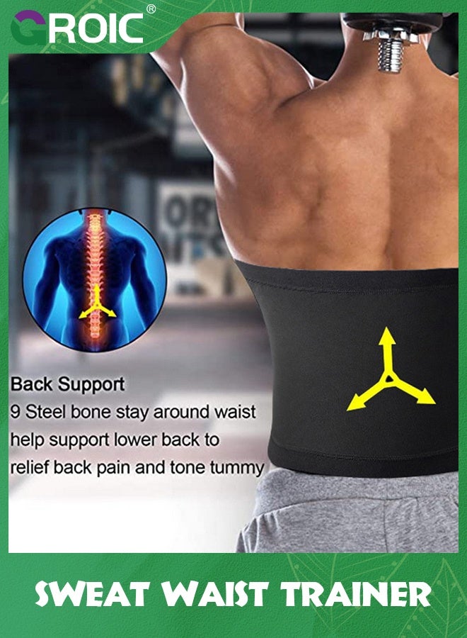 GROIC Waist Trimmer for Men Sauna Belt,Neoprene-Free Waist Cincher, Sauna Slimming Belt Sauna Sweat Workout Shaper,Sauna Belt Sweat Band for Working Out - Image 5