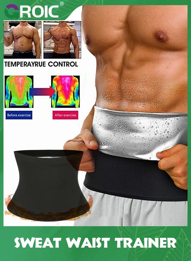 GROIC Waist Trimmer for Men Sauna Belt,Neoprene-Free Waist Cincher, Sauna Slimming Belt Sauna Sweat Workout Shaper,Sauna Belt Sweat Band for Working Out - Image 3