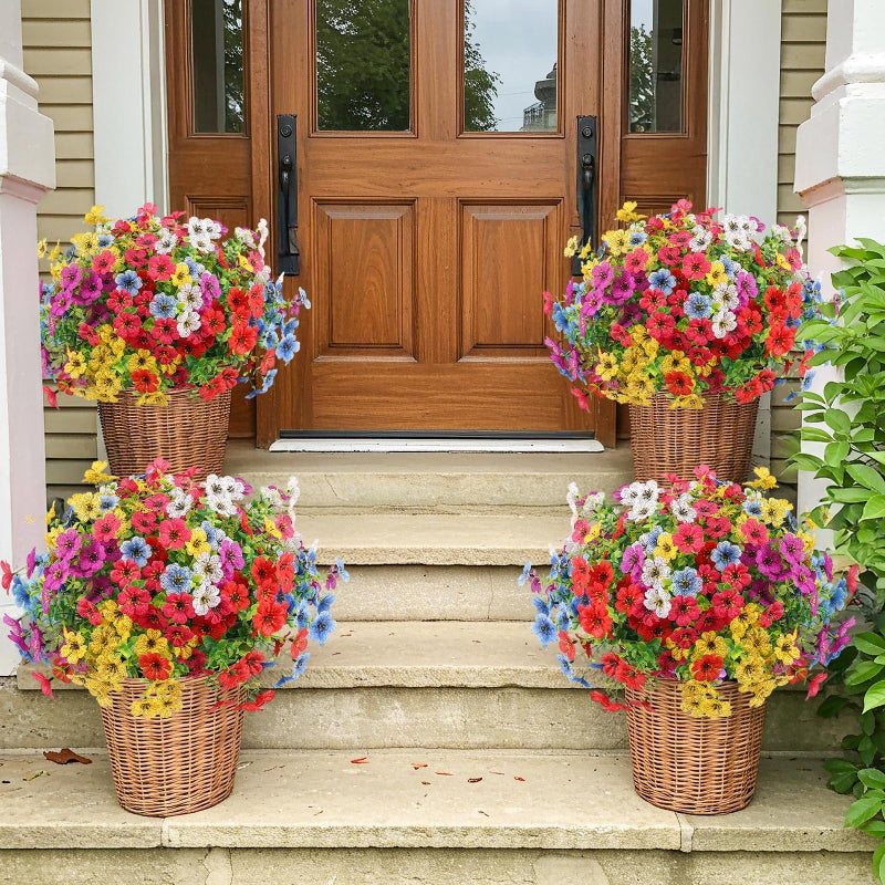 ATTGREAT Artificial Spring Flowers Outdoor Faux Plants UV Resistant Fake Patio Flowers Plastic Greenery Plnats Outside Bulk for Spring Garden Hanging Planter Home Vase Decor, 12 Bundles (Multicolor) - Image 3