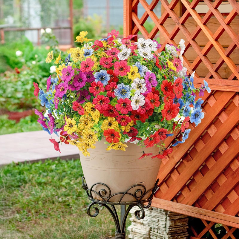 ATTGREAT Artificial Spring Flowers Outdoor Faux Plants UV Resistant Fake Patio Flowers Plastic Greenery Plnats Outside Bulk for Spring Garden Hanging Planter Home Vase Decor, 12 Bundles (Multicolor) - Image 5