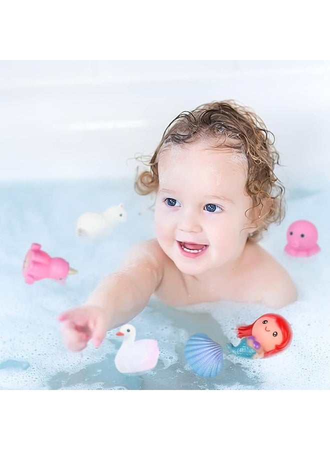 Woby Bath Toys for Toddlers 1-3, No Hole Cute Light Up Bathtub Toys Floating Rubber Sea Animal Set with Flashing Colorful LED Light Unicorn Mermaid for Bathroom Shower Swimming Pool Party for Baby Girl Boy - Image 5