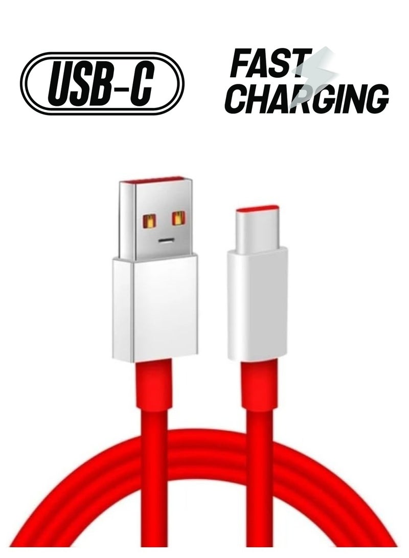 Dynamic Red High-Speed USB Type-C Cable – Compatible with OnePlus 11, 10 Pro, Nord N20, 8T, and More - Image 1