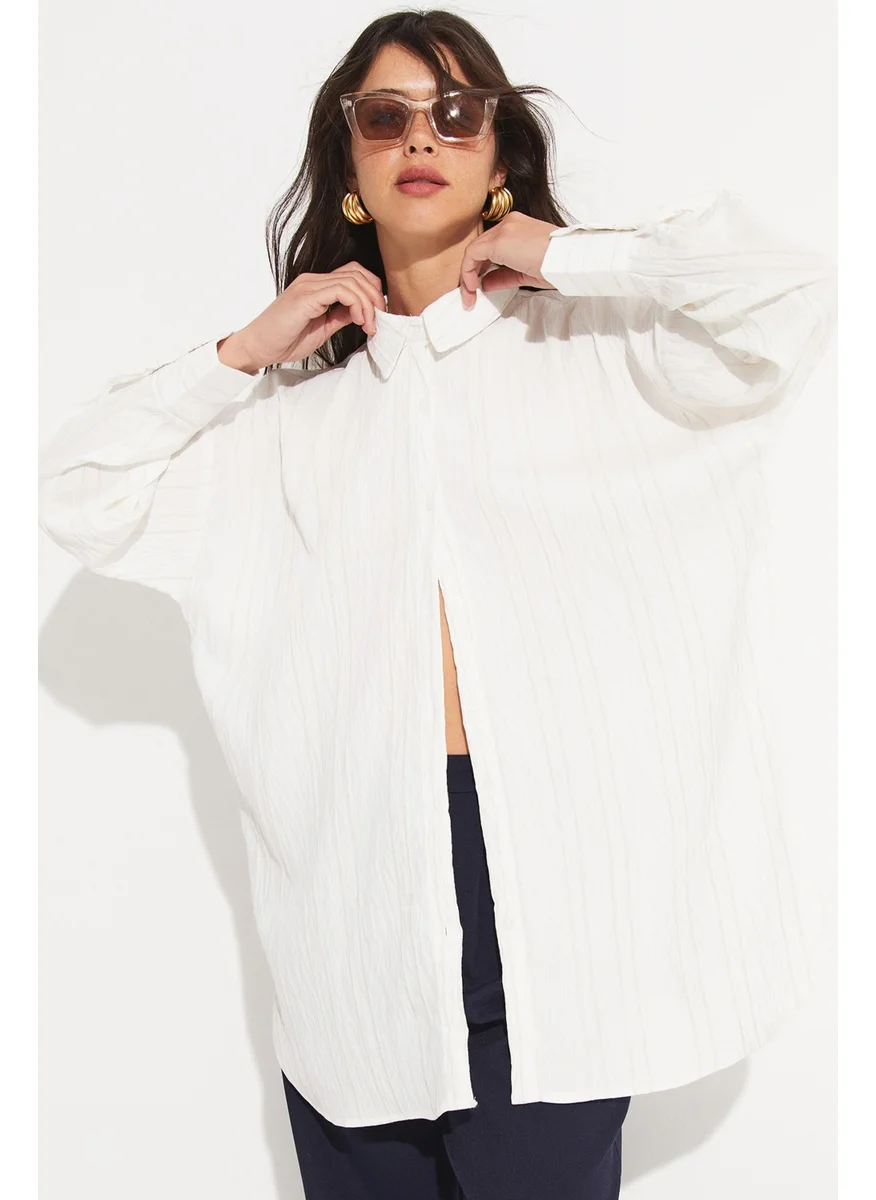 JUNE Women's Viscose Blend Wide Cut Shirt