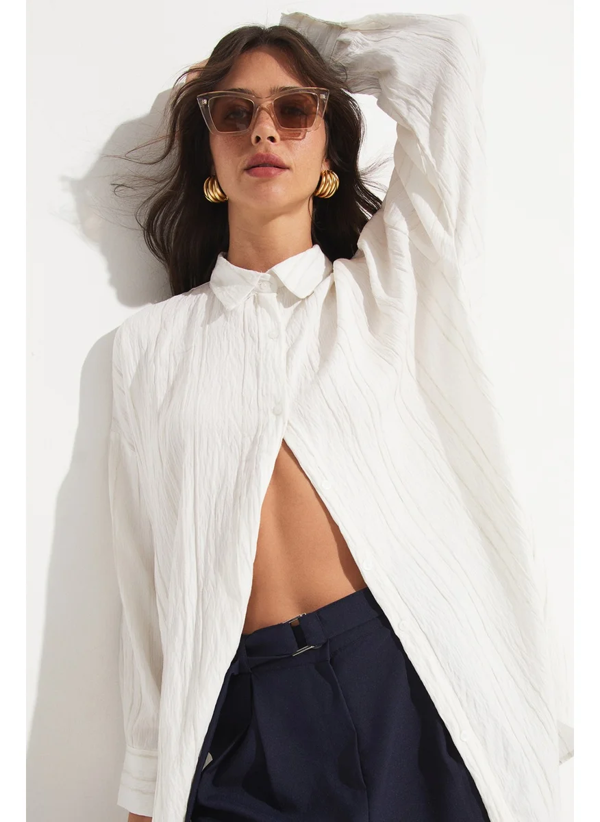 JUNE Women's Viscose Blend Wide Cut Shirt