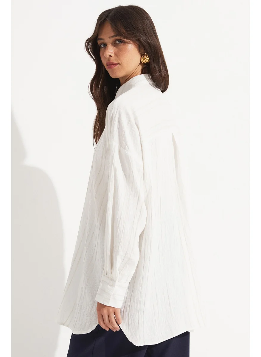 JUNE Women's Viscose Blend Wide Cut Shirt