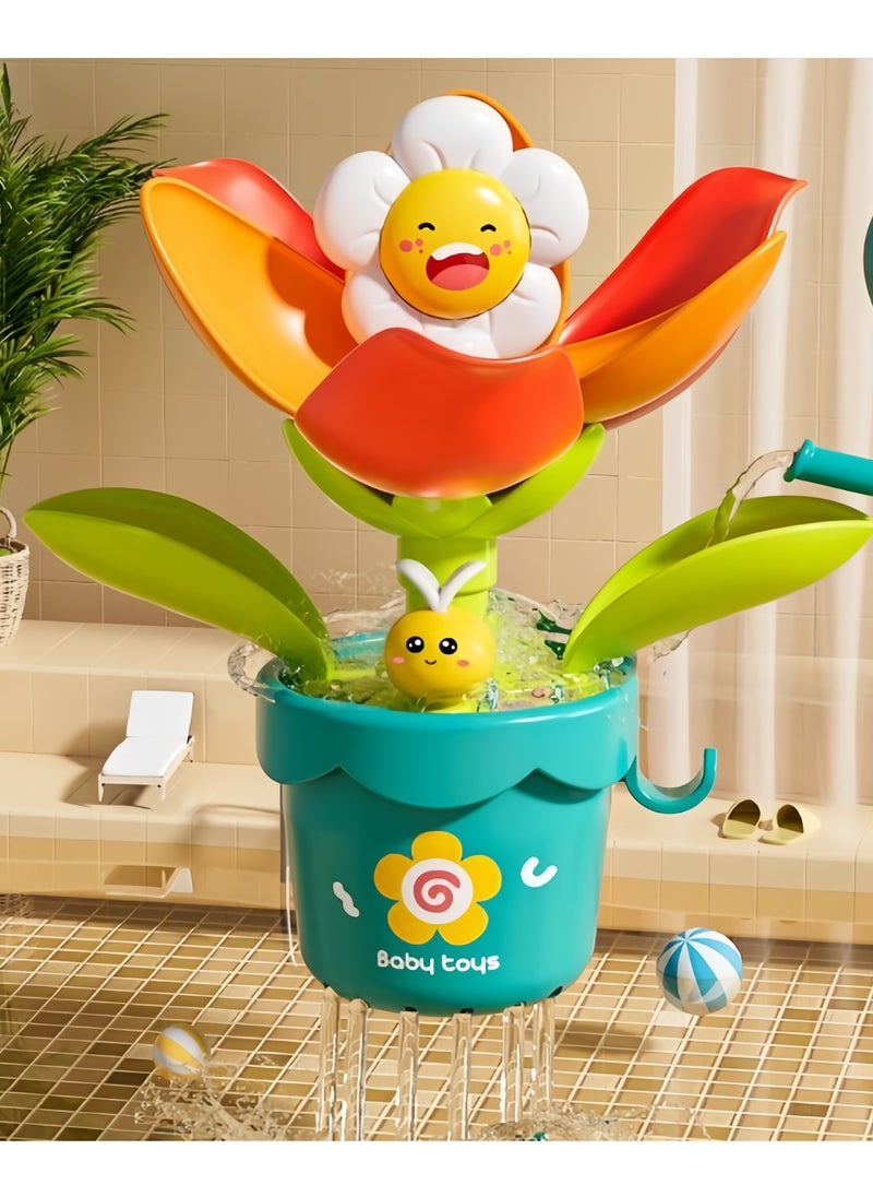 Toddler Baby Bath Toy, Flower Bloom when exposed to water Bath Toy,Baby Bath Toy Flower Watering Can Pool Bath Tub Toy , Attach to Any Tub or Shower Fun for Bath time, Sensory Development Bath Tub T